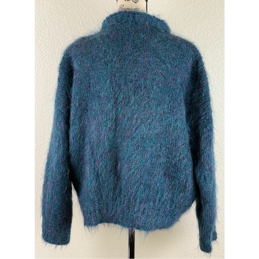 Athena Designs Irish Handknit Mohair Cardigan Fuzzy Blue/Purple Cardigan Large View 4